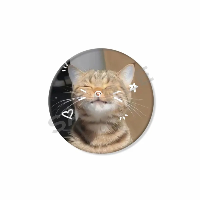 50mm Tinplate Cat Meme Button Pins – Funny Round Brooch Lapel Badge for Hats, Bags & Kids Gifts