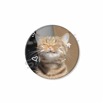50mm Tinplate Cat Meme Button Pins – Funny Round Brooch Lapel Badge for Hats, Bags & Kids Gifts