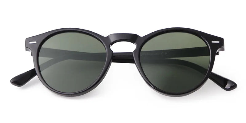 Vintage Round Sunglasses – 2024 Fashion Design for Men & Women, Retro Rivet Yellow & Blue Lens, Square Sun Glasses