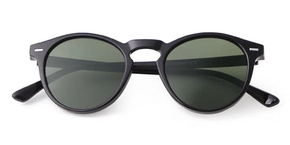 Vintage Round Sunglasses – 2024 Fashion Design for Men & Women, Retro Rivet Yellow & Blue Lens, Square Sun Glasses