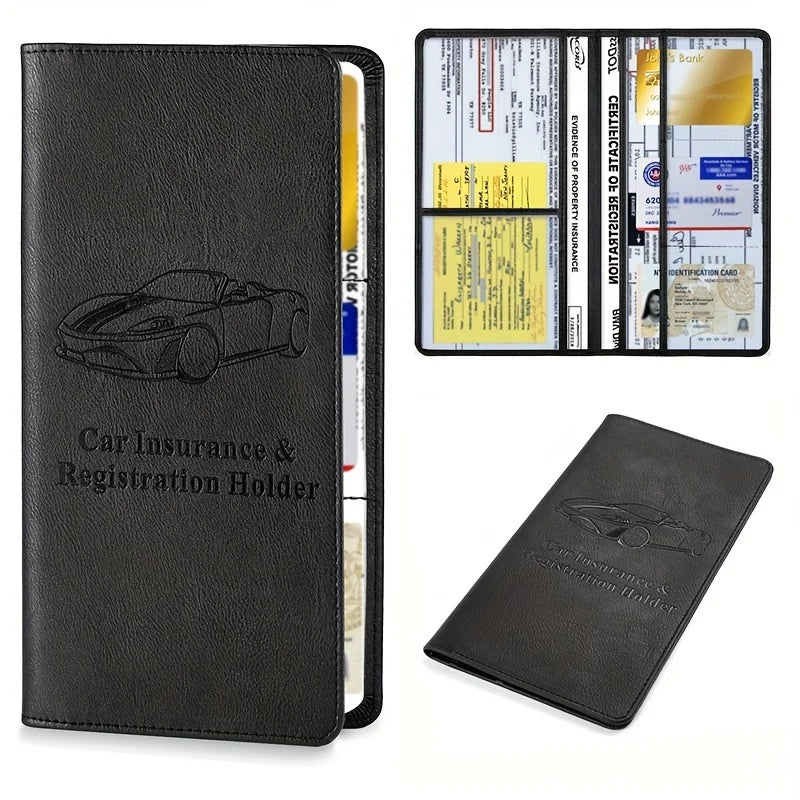 Premium Faux Leather Car Document Holder – Stylish Organizer for Men & Women, Stores Insurance, Registration & Manuals