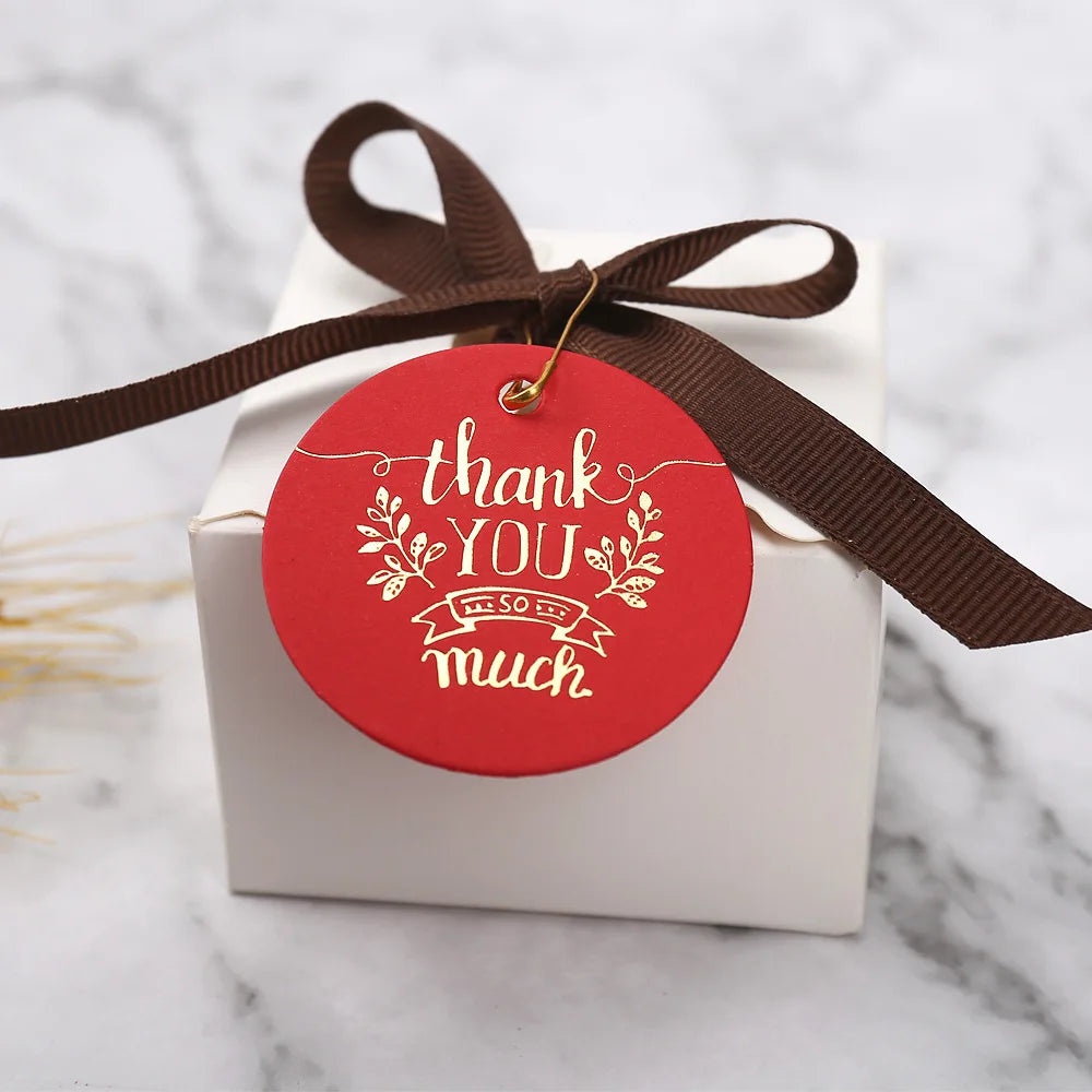 50PCS 4.5cm Bronzing Round Garment Tags – “Thank You” Paper Hang Tags for Clothing, Shoes, Packaging & DIY Crafts