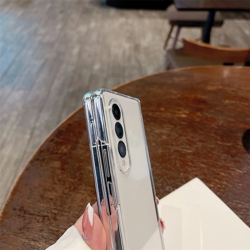 Transparent Acrylic Shockproof Phone Case for Samsung Galaxy Z Fold 6/5/4/3 – Hard Protective Back Cover