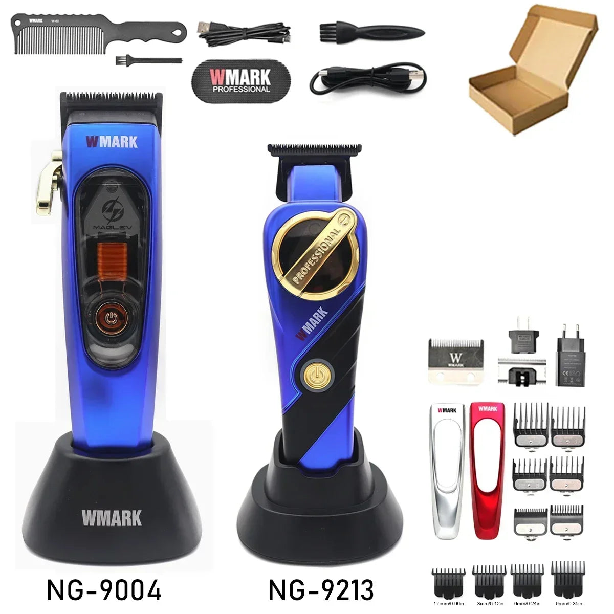 WMARK NG 9213 Professional Hair Trimmer for Men – 9000 RPM Magnetic Motor, DLC T-Blade, Zero Gapped Finishing Clipper