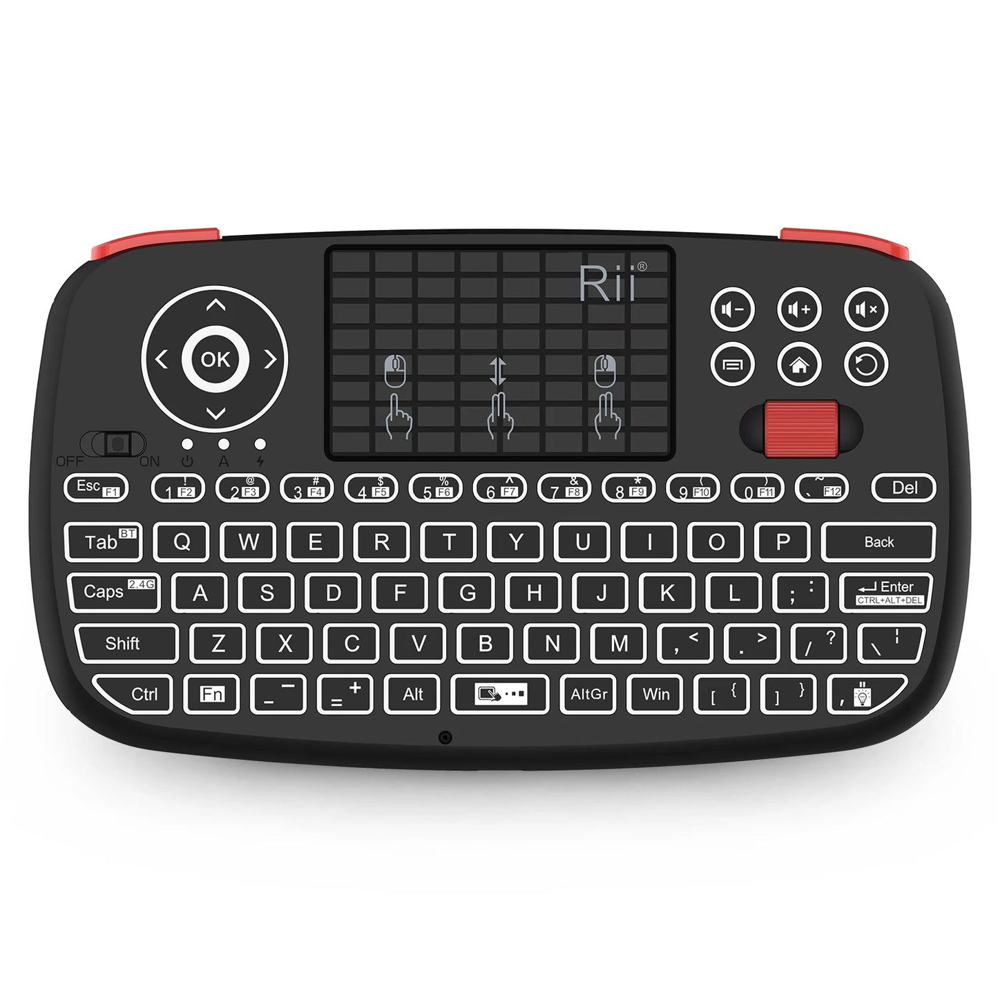 Rii i4 Mini BT Wireless Keyboard with Touchpad - 2.4GHz Backlit Mouse Remote for Windows, Android TV Box, and Smart TV