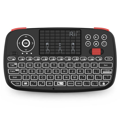 Rii i4 Mini BT Wireless Keyboard with Touchpad - 2.4GHz Backlit Mouse Remote for Windows, Android TV Box, and Smart TV