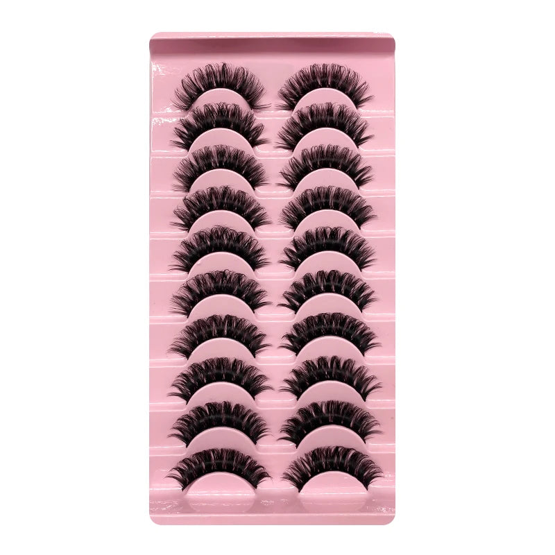 2/10 Pairs 3D Mink Russian Strip False Eyelashes – Dramatic Fake Lash Extensions for Makeup