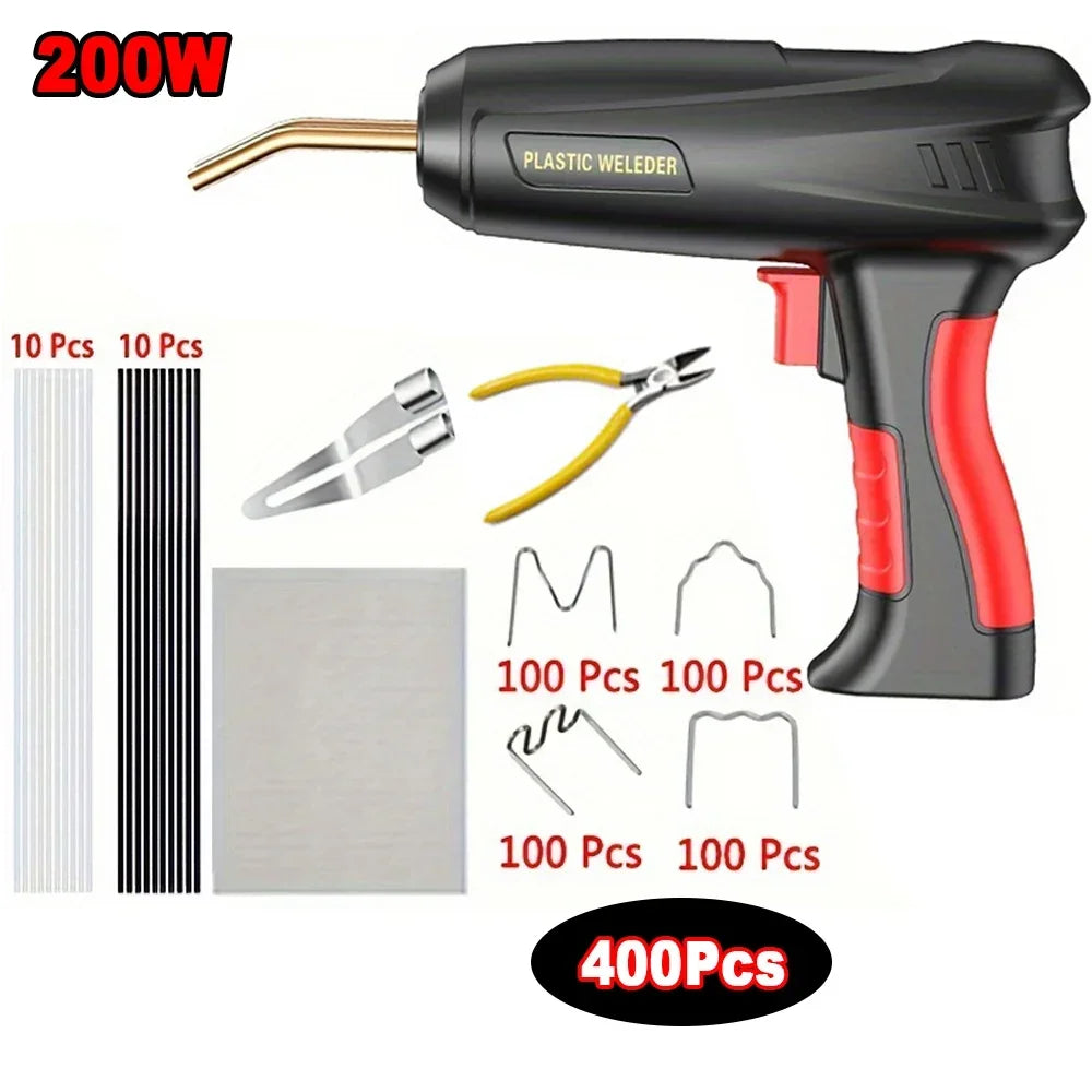 Upgraded 2-in-1 Plastic Welding Kit – 200W Hot Stapler & Soldering Gun with 6/4 Types Staples for Car Bumper Repair