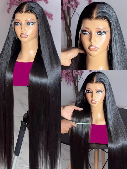 250 Density HD Lace Front Human Hair Wig - 13x4 13x6 Transparent Lace Bone Straight Brazilian Frontal Wig 30 40 Inch