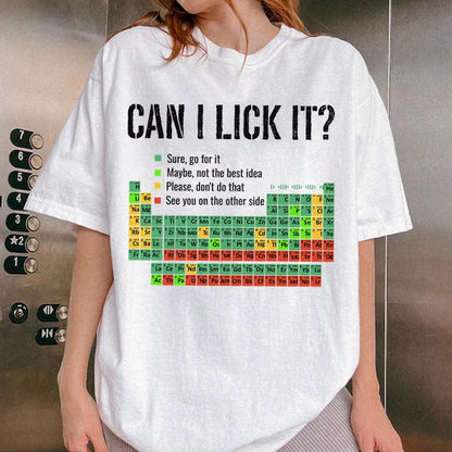 Periodic Table Graphic T-Shirt - Funny Chemistry Print Unisex Short Sleeve Casual Shirt for Men and Women
