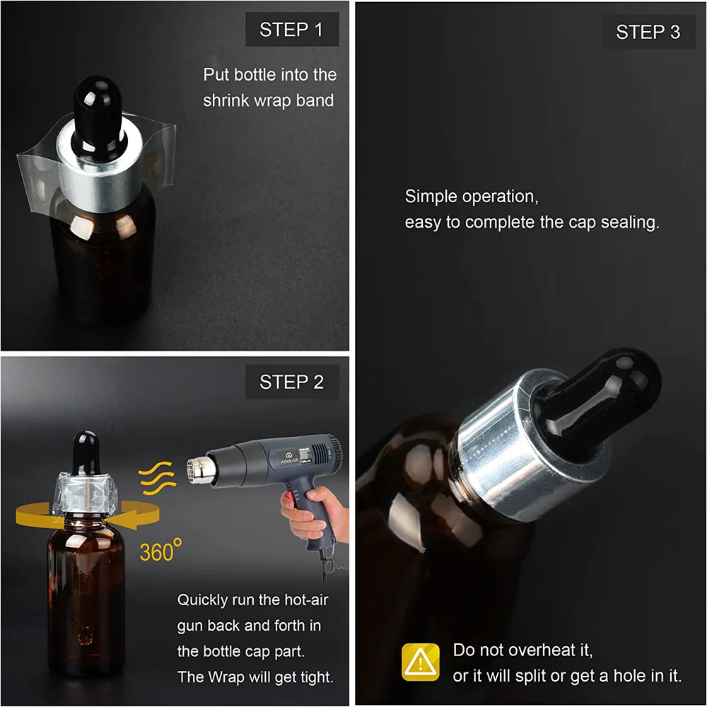 Heat Shrink Wrap Bands for Bottles and Jars - Refillable Cap Seal Shrink Bags, Mouth Seal for Jars and Bottles, Secure Packaging Solution