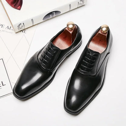 Men's Leather Oxford Dress Shoes - Formal Business Lace-Up Footwear for Office, Wedding & Special Occasions