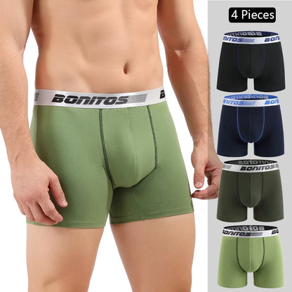 4pcs Men Cotton Boxer Shorts - Soft Comfortable Male Underwear Briefs Couple Boxers Set