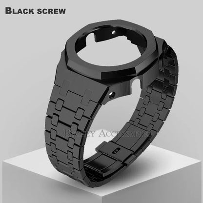 GEN4 Casioak GA2100 Mod Kit – Stainless Steel Case, Bezel, and Rubber Strap Replacement for G-SHOCK GA2100/GA2110