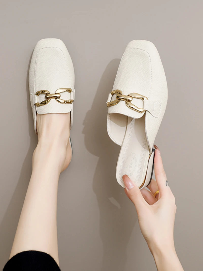 2024 Spring Summer Women’s Straw Mules – Bowknot Round Toe Fisherman Slippers