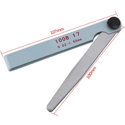 Feeler Gauge 17 Blades Metric 0.02-1.00mm — Precision Gap Measurement Tool for Engine Valve Adjustment
