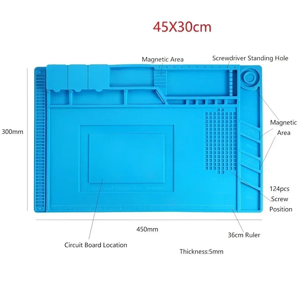 ESD Heat-Resistant Soldering Mat – Magnetic Silicone Work Pad for BGA Repair and Heat Insulation