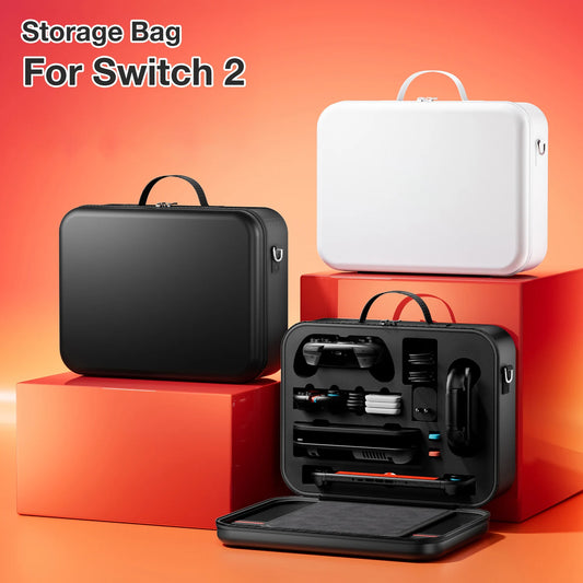 Large Waterproof Carrying Bag for Switch 2 – Travel Storage Case with Charger & Handle Slot, Anti-Scratch Game Accessories Organizer