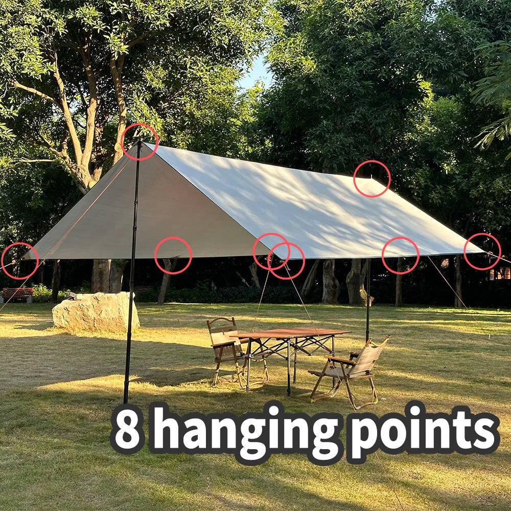 Waterproof Camping Tarp - Ultralight Outdoor Sunshade, Tent Awning, and Garden Canopy for Beach and Tourist Use