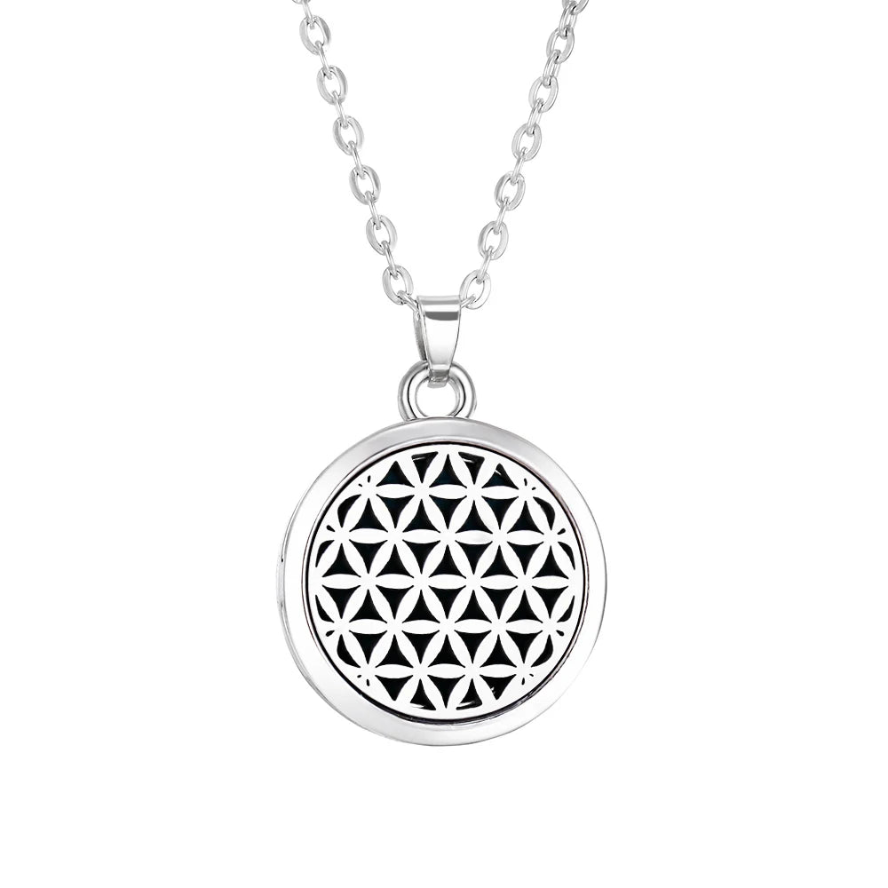 Tree of Life Aromatherapy Necklace – Stainless Steel Essential Oil Diffuser Locket Pendant