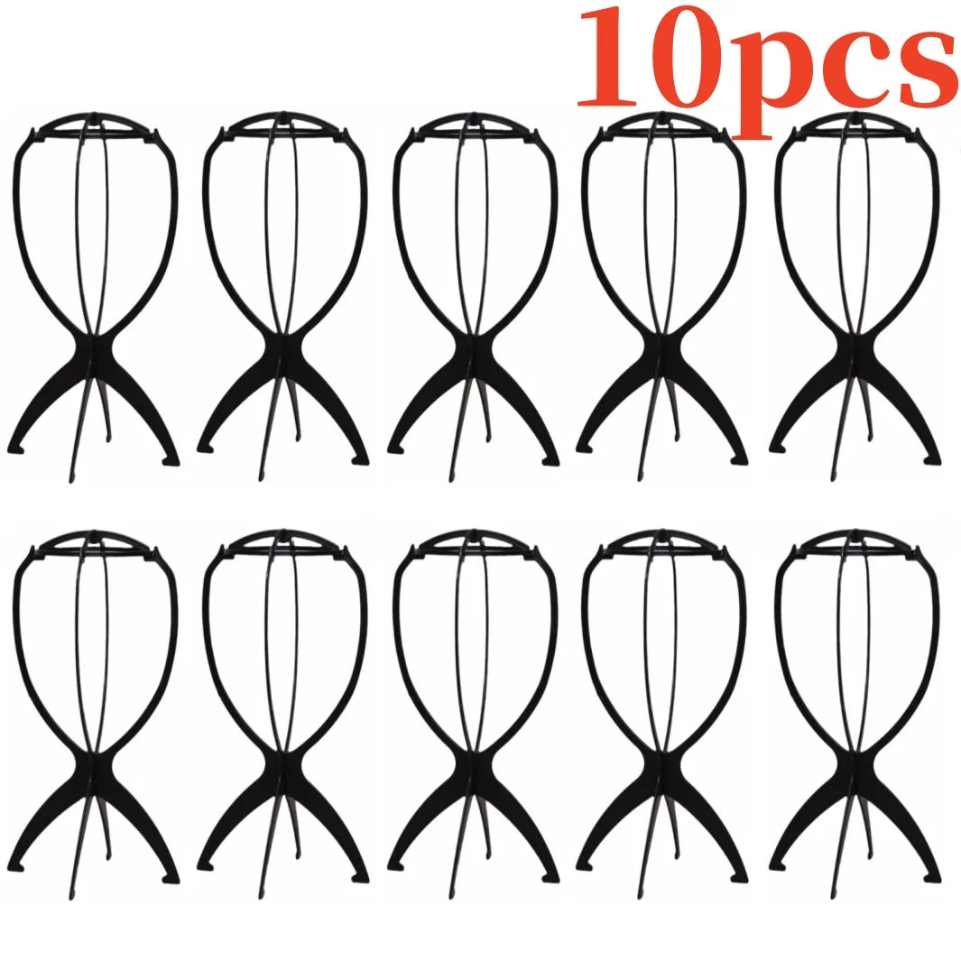 10Pcs Wig Stand Set - Portable Plastic Wig Cap Holder for Home, Salon & Travel Use
