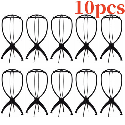 10Pcs Wig Stand Set - Portable Plastic Wig Cap Holder for Home, Salon & Travel Use
