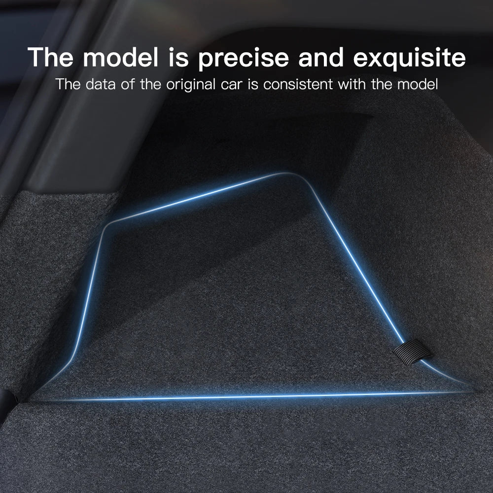 YZ Car Trunk Side Storage Box – Left & Right Organizer for Tesla Model Y Juniper 2021-2025 with Flocking Mat Cover
