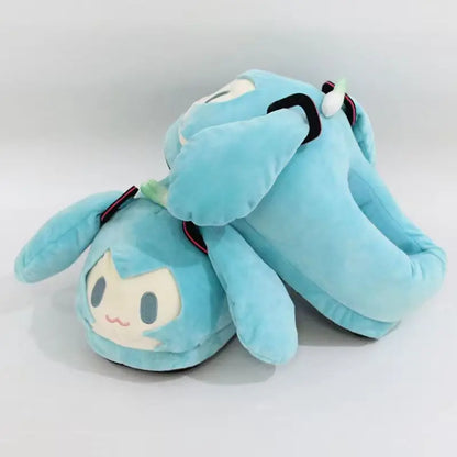 Kawaii Hatsune Miku Cartoon Slippers – Y2K Anime Home Floor Shoes, Warm Cotton Gift for Girls