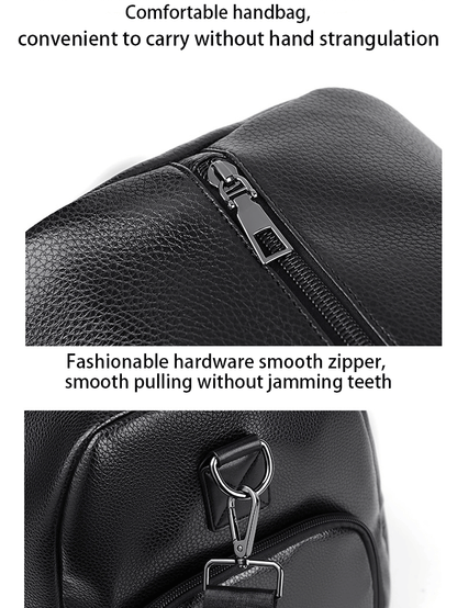 Retro Short Trip Bag – Large Capacity Sports, Motorcycle, and Training PU Waterproof Leisure Fitness Bag