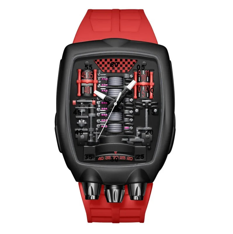 Alien Y2K Transparent Quartz Watch - Creative Hollow Case Design Fashion Men's Wristwatch with Unique Retro Style