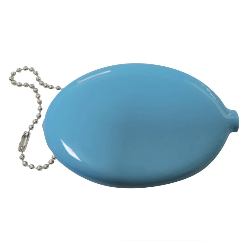 Small Oval PVC Coin Purse – Colorful Change Holder with Chain for Travel & Accessories