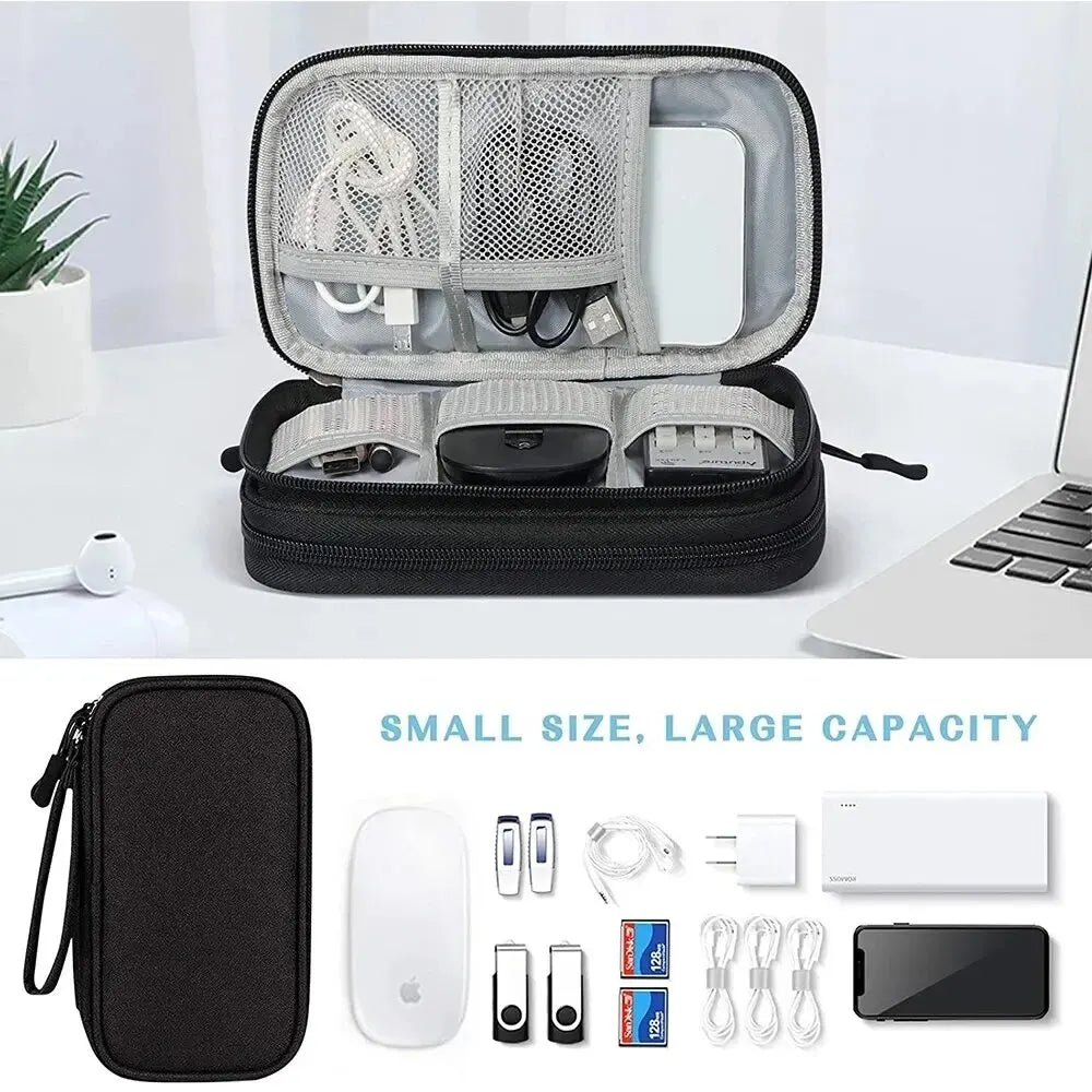 Waterproof Travel Cable Organizer Bag – Portable Double-Layer Storage Pouch for Cables & Chargers