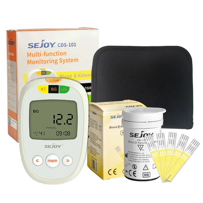 Glucose, Ketone & Uric Acid Meter Kit - Diabetes and Ketosis Testing with 150 Test Strips, Lancets and Lancing Device