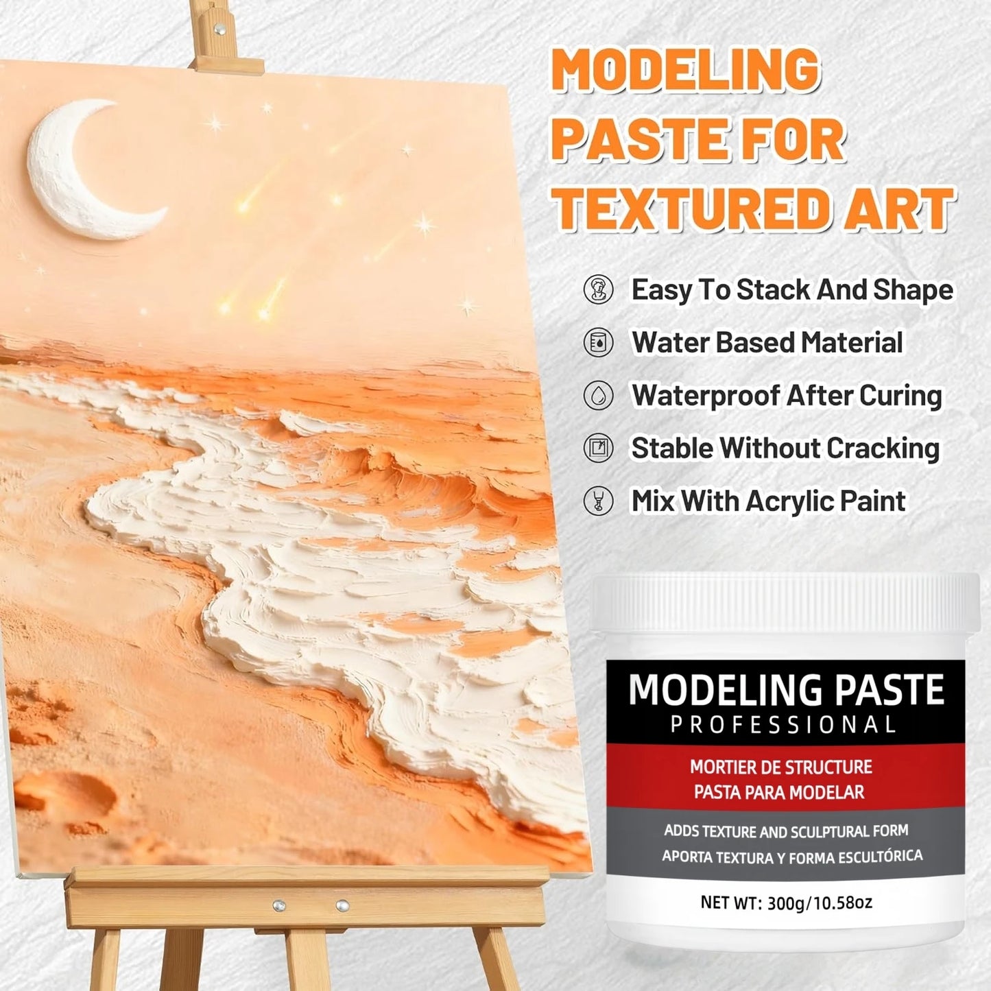 3D Texture Paste for Artists - Sculpting Gel for DIY Art, Crafts & Creative Painting Projects