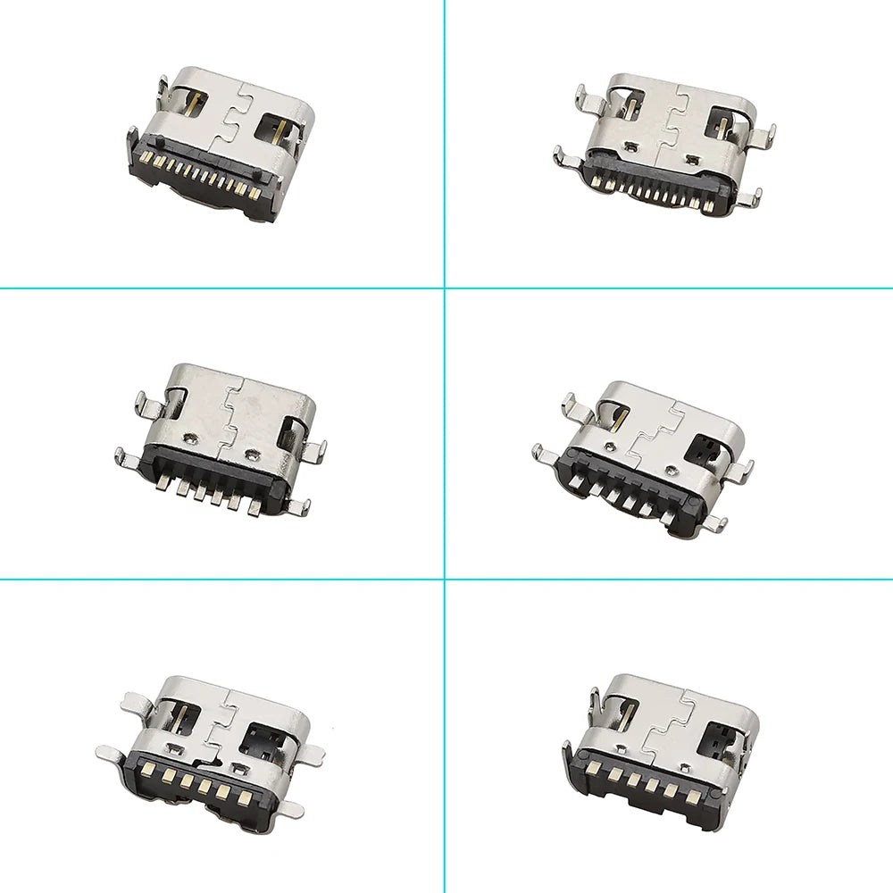 100Pcs Type-C USB Female Charging Socket Connector – 6Pin & 16Pin PCB Soldering DIY Repair Adapter