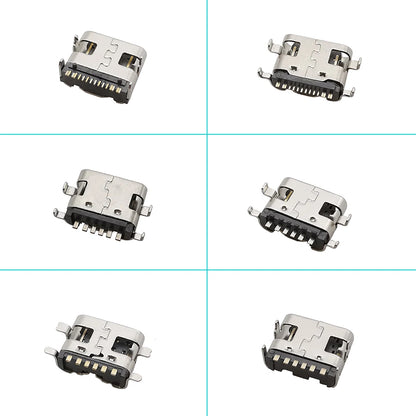 100Pcs Type-C USB Female Charging Socket Connector – 6Pin & 16Pin PCB Soldering DIY Repair Adapter
