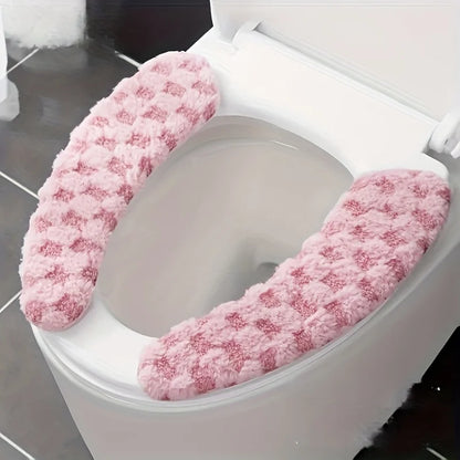 Thick Warm Toilet Seat Cushion Cover – Adhesive, Washable & Reusable Bathroom Mat for Winter Comfort