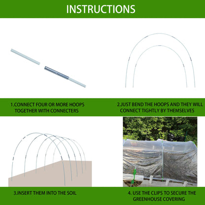 25/50pcs Garden Greenhouse Hoops | Rust-Free Fiberglass Plant Support Frame for DIY Grow Tunnel