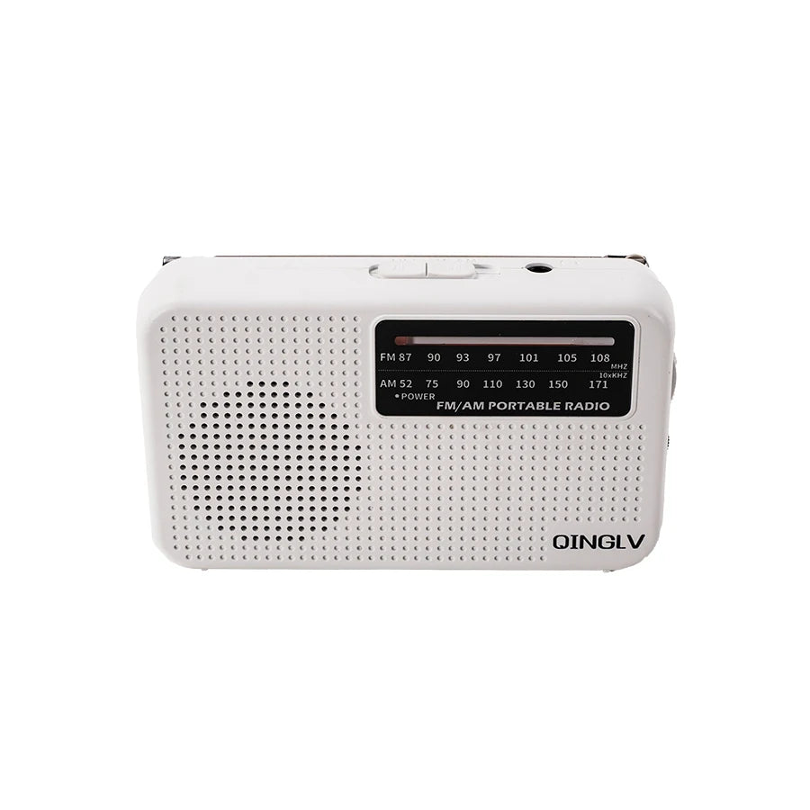 Mini FM/AM Two-Band Radio — 1W Loud Speaker with 3.5mm Headphone Jack & 180° High-Performance Antenna for Home Use