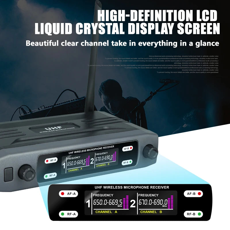 Wireless Handheld Microphone – Dual Channel UHF Dynamic Mic for Karaoke, Wedding, Party & Church Shows