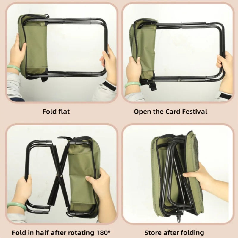 Portable Foldable Backpack Stool — Lightweight Compact Camping Chair for Hiking, Fishing, Picnic & Outdoor Travel