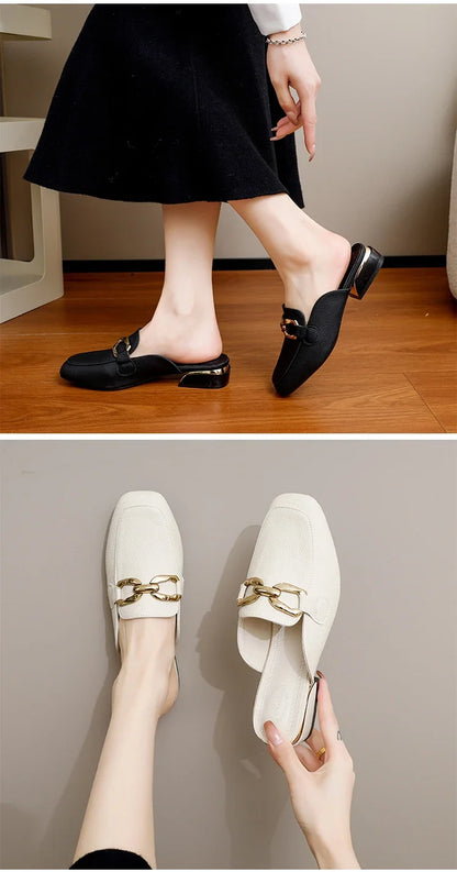 2024 Spring Summer Women’s Straw Mules – Bowknot Round Toe Fisherman Slippers