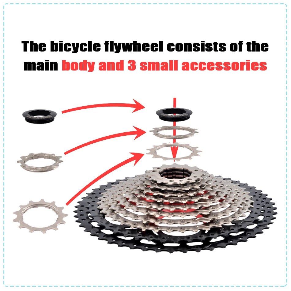 SUNSHINE Bicycle Cassette 8-12 Speed Freewheel - 32T to 52T Sprocket for Shimano/SRAM HG Flywheel