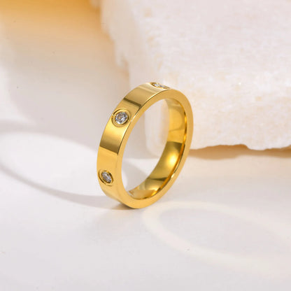 Gold-Plated Cubic Zirconia Love Ring — Promise & Wedding Band for Women