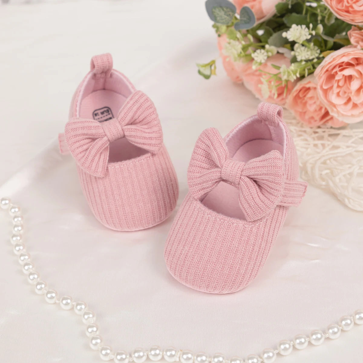 Meckior Baby Girl Shoes — Spring & Autumn Cotton Sole Moccasins with Bow, Anti-Slip First Walkers for Newborns & Toddlers