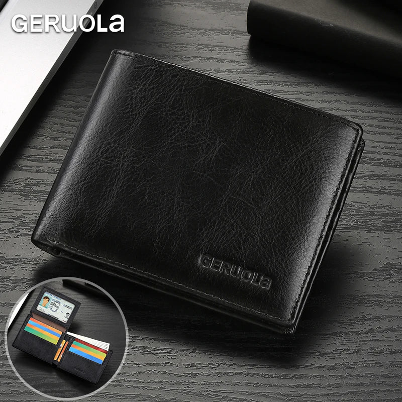 Bestseller 2526 Short Style Genuine Top-Grain Cowhide Leather Wallet with RFID Blocking & Multiple Card Slots – Compact Men’s Wallet Card Holder