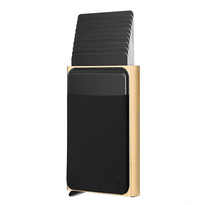 Automatic Flip Card Holder Sleeve — Large Capacity Metal Wallet with 12 Slots, Anti-Theft Credit Card Case for Men
