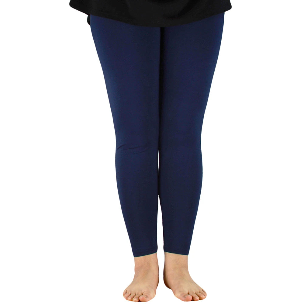 Women Bamboo Fiber Elastic Waist Leggings – Plus Size High Stretch Casual Workout Basic Pants Soft Comfortable Fitness Leggings