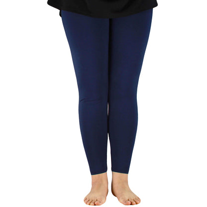Women Bamboo Fiber Elastic Waist Leggings – Plus Size High Stretch Casual Workout Basic Pants Soft Comfortable Fitness Leggings