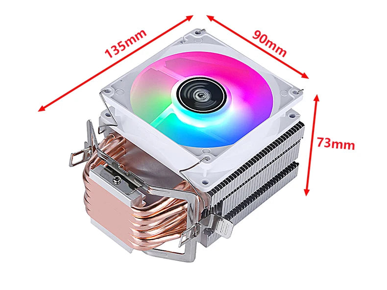 CPU Cooling Fan with Air-Cooled Radiator – Compatible with LGA2011, 115x, 1200, 1700 & AMD